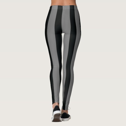 ブラックグレイストライプズ快適なスポーツウェアトレーニング レギンス (裏面)