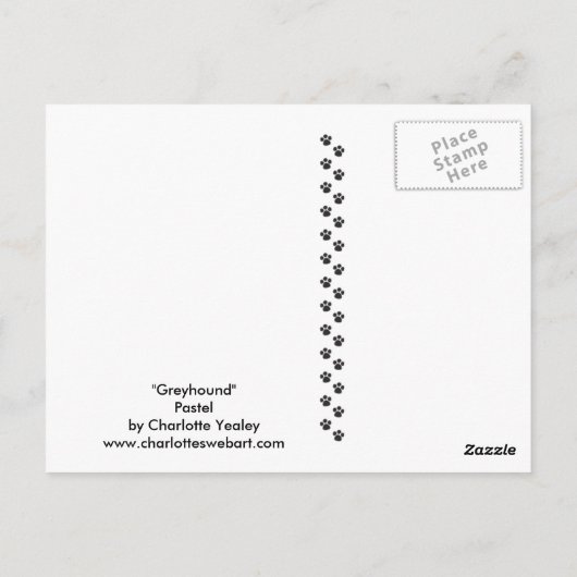 ブラックグレイハウンドオリジナルドッグアートポストカード ポストカード (裏面)