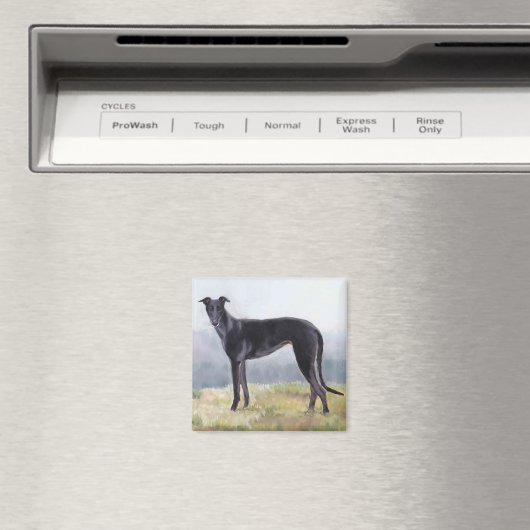 ブラックグレイハウンドスタンディングドッグアートマグネット マグネット (インサイチュ (食洗機))