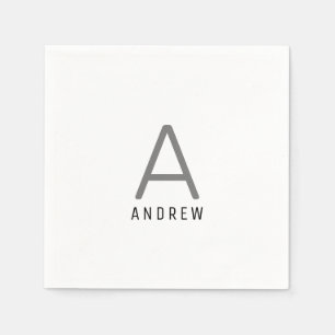 ブラックグレイパーソナライズされたネームモノグラムイニシャル スタンダードカクテルナプキン