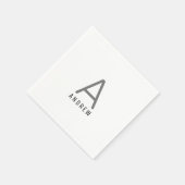 ブラックグレイパーソナライズされたネームモノグラムイニシャル スタンダードカクテルナプキン (角)