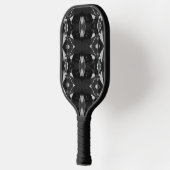 ブラックグレイモダンシルバー模様ピックボールパドル ピックルボールラケット (左)