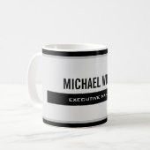 ブラックグレイモダンプレーンシンプルミニマル コーヒーマグカップ (正面左)