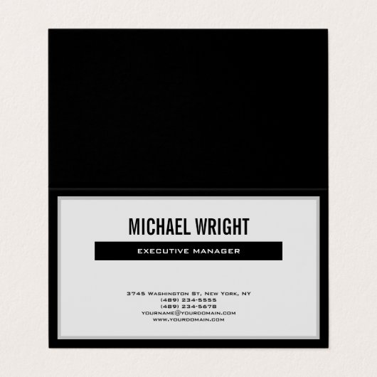 ブラックグレイモダンプレーンシンプルミニマル 名刺 (外部フラット)