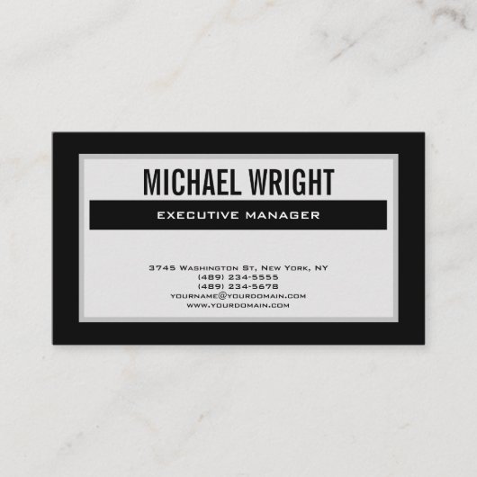 ブラックグレイモダンプレーンシンプルミニマル 名刺 (正面)