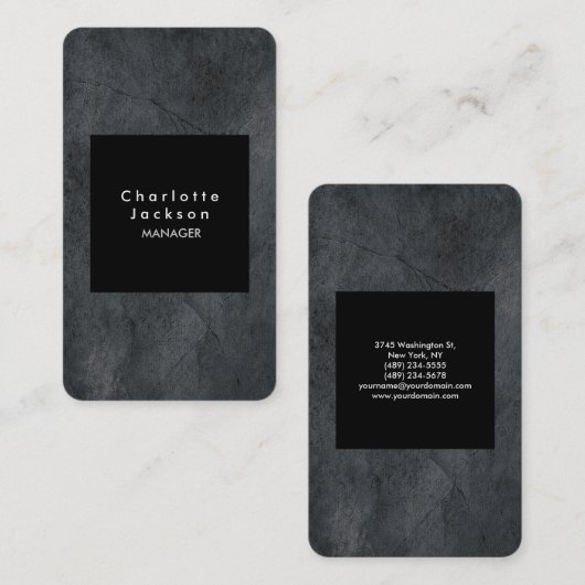 ブラックグレイモダンプレーンスタイリッシュプロフェッショナル 名刺 (正面/裏面)