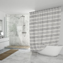 ブラックグレイモダンミニマルストライプリスト シャワーカーテン