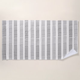 ブラックグレイモダンミニマルストライプリスト ビーチタオル