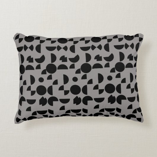 ブラックグレイモダン幾何エレガント部部族 アクセントクッション (正面)