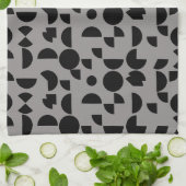 ブラックグレイモダン幾何エレガント部部族 キッチンタオル (折り畳み)