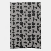 ブラックグレイモダン幾何エレガント部部族 キッチンタオル (縦)