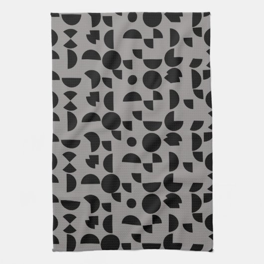 ブラックグレイモダン幾何エレガント部部族 キッチンタオル (縦)