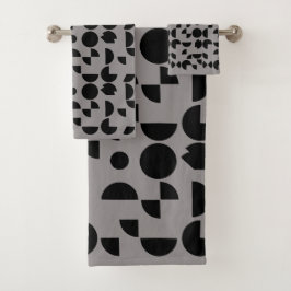 ブラックグレイモダン幾何エレガント部部族 バスタオルセット