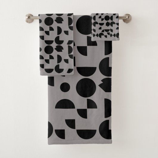 ブラックグレイモダン幾何エレガント部部族 バスタオルセット (インサイチュ)
