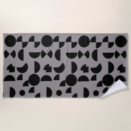 ブラックグレイモダン幾何エレガント部部族 ビーチタオル