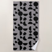 ブラックグレイモダン幾何エレガント部部族 ビーチタオル (正面)