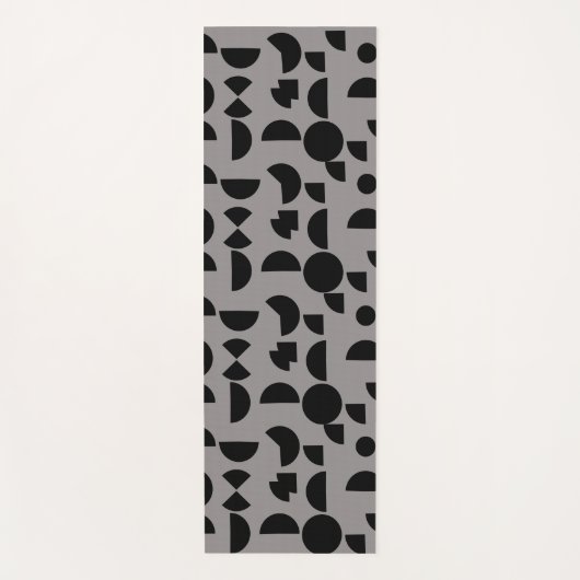 ブラックグレイモダン幾何エレガント部部族 ヨガマット (正面)