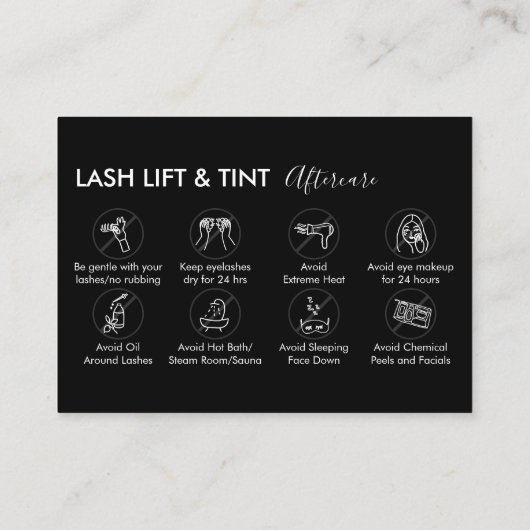ブラックグレイラッシュリフトのティントアフターケアありがとう 名刺 (裏面)