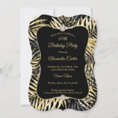 ブラックグレイ金ゴールドパームスダイヤモンドバースデーパーティー 招待状 (正面)