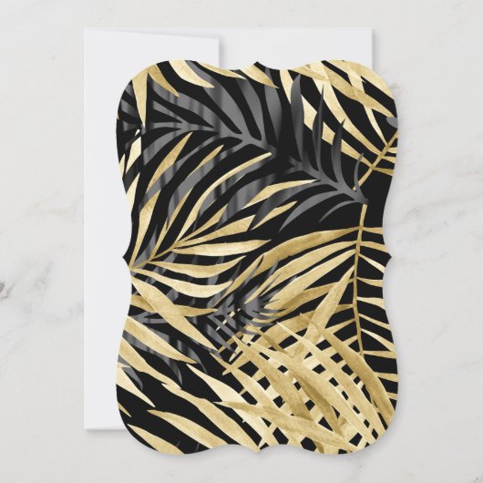 ブラックグレイ金ゴールドパームスダイヤモンドバースデーパーティー 招待状 (裏面)