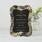 ブラックグレイ金ゴールドパームスダイヤモンドバースデーパーティー 招待状 (スタンド正面)