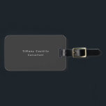 ブラックグレシンプルイプレーンエレガント ラゲッジタグ<br><div class="desc">シンプルミニマモダンリストの名刺デザイン。このテンプレートは全カスタマイズてのプロフェッショナルの職業に合わせることができる。</div>