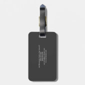 ブラックグレシンプルイプレーンエレガント ラゲッジタグ (裏面縦)