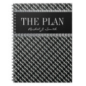 ブラックグレックダークテキスタイル柄カスタム手帳 ノートブック (正面)