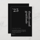 ブラックグレフォーマルーモダンはっきりしたタイポグラフィグラード サンキューカード (正面/裏面)