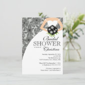 ブラックグレモダンーフローラブライドブライダルシャワー 招待状 (スタンド正面)