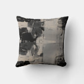 ブラックグレーとベージュの抽象芸術芸術的カラーブロック クッション (裏面)