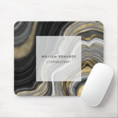 ブラックグレーと金ゴールドマーブルストーン マウスパッド (マウス)