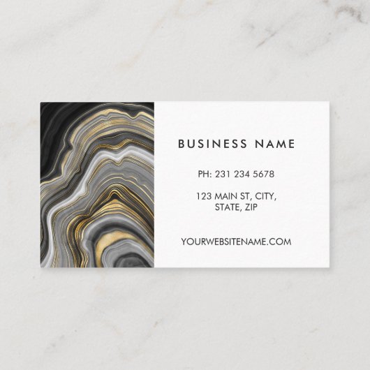ブラックグレーと金ゴールドマーブルストーン 名刺 (裏面)