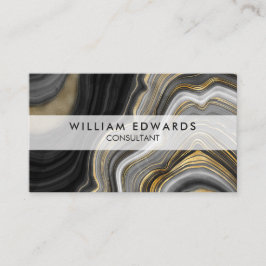 ブラックグレーと金ゴールドマーブルストーン 名刺