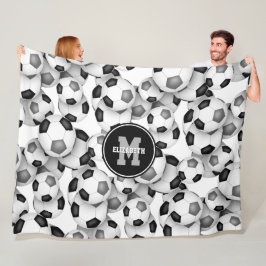 ブラックグレーのサッカーチームの色キッズスポーツルーム フリースブランケット