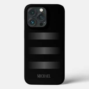 ブラックグレーのストライプパターン iPhone 13 PROケース