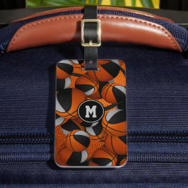 ブラックグレーのバスケットのパターンのチームカラー ラゲッジタグ