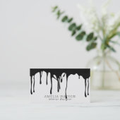ブラックグレーのモダン抽象芸術の点滴シームレ絵を描ス 名刺 (スタンド正面)