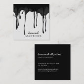 ブラックグレーの滴下抽象芸術シームレス スクエア名刺 (正面/裏面)