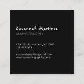 ブラックグレーの滴下抽象芸術シームレス スクエア名刺 (裏面)