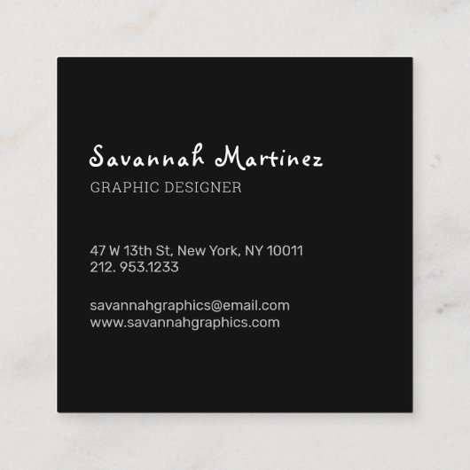 ブラックグレーの滴下抽象芸術シームレス スクエア名刺 (裏面)