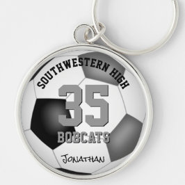 ブラックグレーの男の子のジャージー番号サッカー キーホルダー