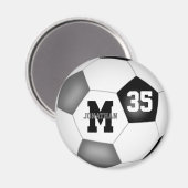 ブラックグレーの男の子サッカーチームの色 マグネット (正面/裏面)