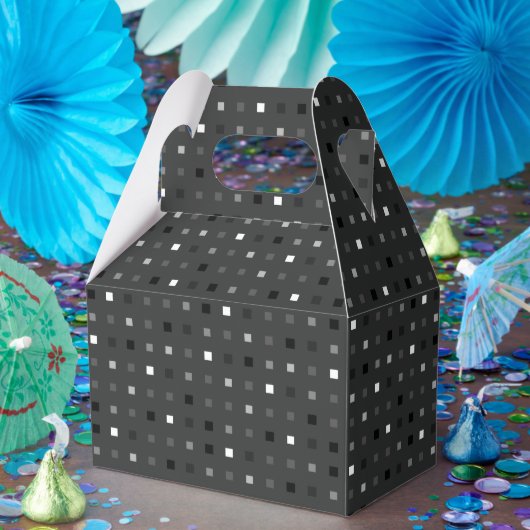 ブラックグレーよくはしゃぐピクセルのシームレスパターン フェイバーボックス (パーティー)