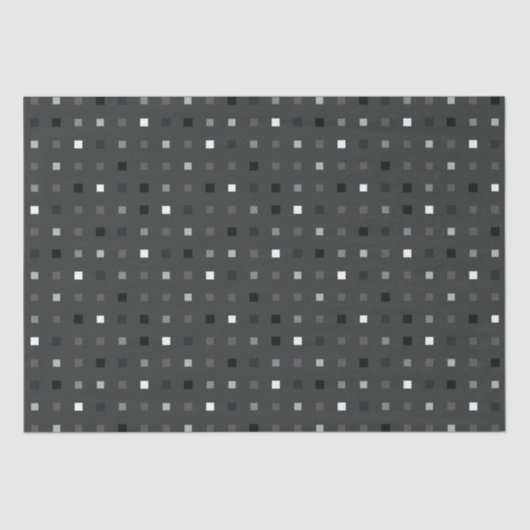 ブラックグレーよくはしゃぐピクセルのシームレスパターン 薄葉紙 (正面)