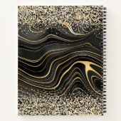 ブラックグレーアガテジェムグリッターと金ゴールド ノートブック (裏面)