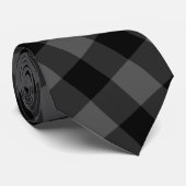 ブラックグレーアートチェックファッション ネクタイ (ロール)
