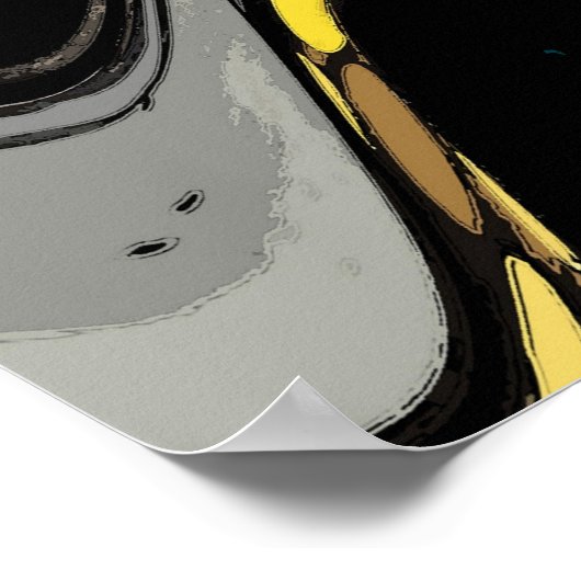 ブラックグレーイエローブルゴーニュ抽象芸術枠なし ポスター (角)