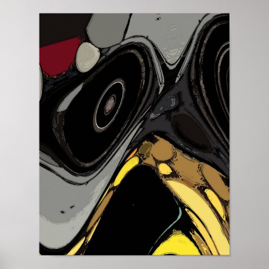 ブラックグレーイエローブルゴーニュ抽象芸術枠なし ポスター (正面)