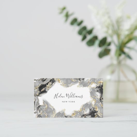 ブラックグレーインク大理石名刺 名刺 (スタンド正面)